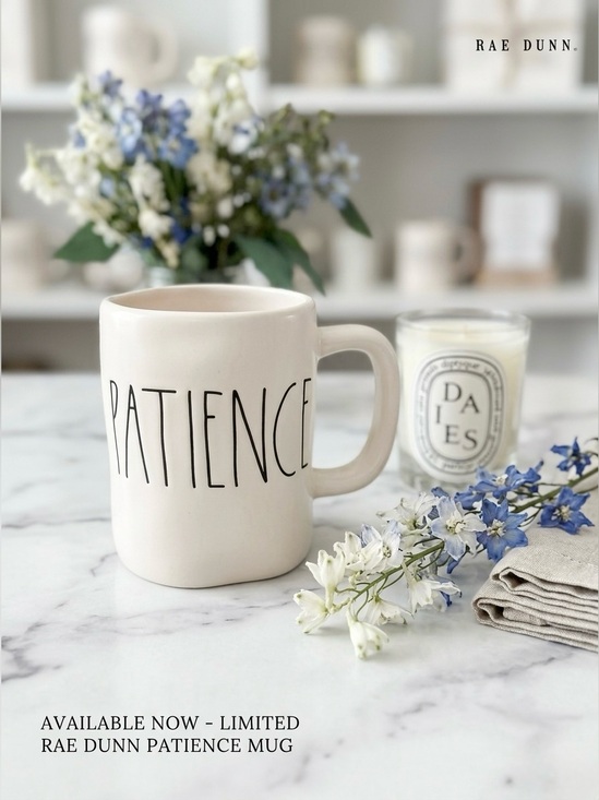 Rae Dunn Other - Rae Dunn Patience Mug Cream Ceramic Farmhouse Coffee Cup Large Long Letters